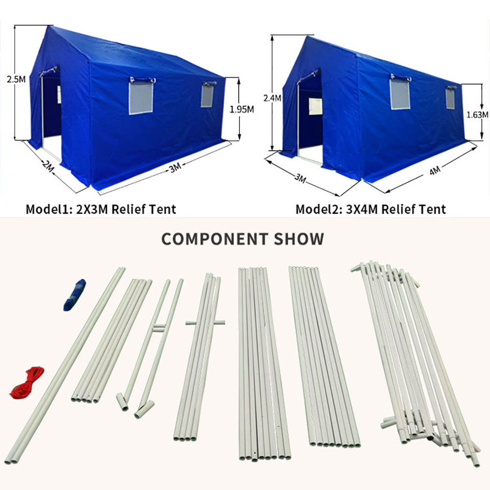 FEAMONT Single-Layer Outdoor Emergency Shelter Tent Waterproof Oxford Canvas Aluminum Pole One Bedroom Structure Disaster Relief