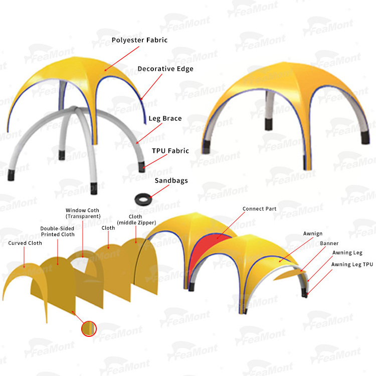 FEAMONT High quality arch inflatable tent 3x3 4x4 5x5 6x6 7x7m canopy for event