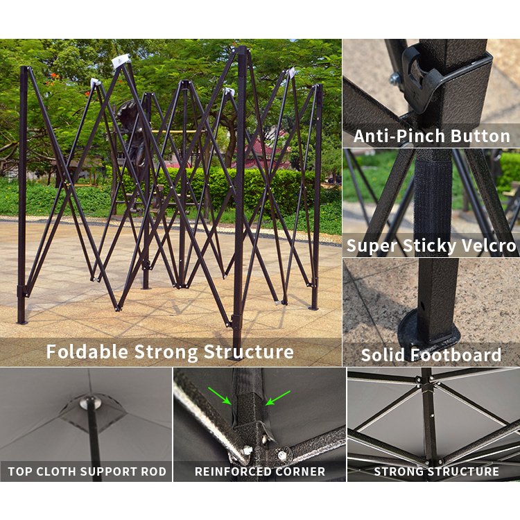 FEAMONT 3x3 Custom Design Folding Tent Market Promotional Gazebo Canopy Trade Show Tents