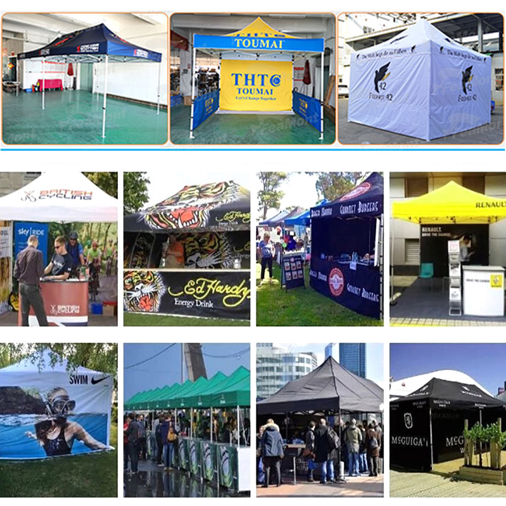 FEAMONT Custom 3x4.5m 4x8m pop up tent iron gazebo for car Promotional Folding Gazebo 3x6 with Walls and Church Window