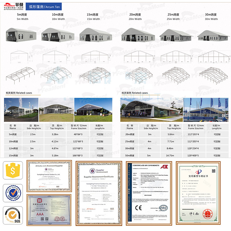 FEAMONT Aluminium Exhibition Tents Cost-Effective 30x50m Temporary Covered Buildings for Warehouse Storage and Shelters