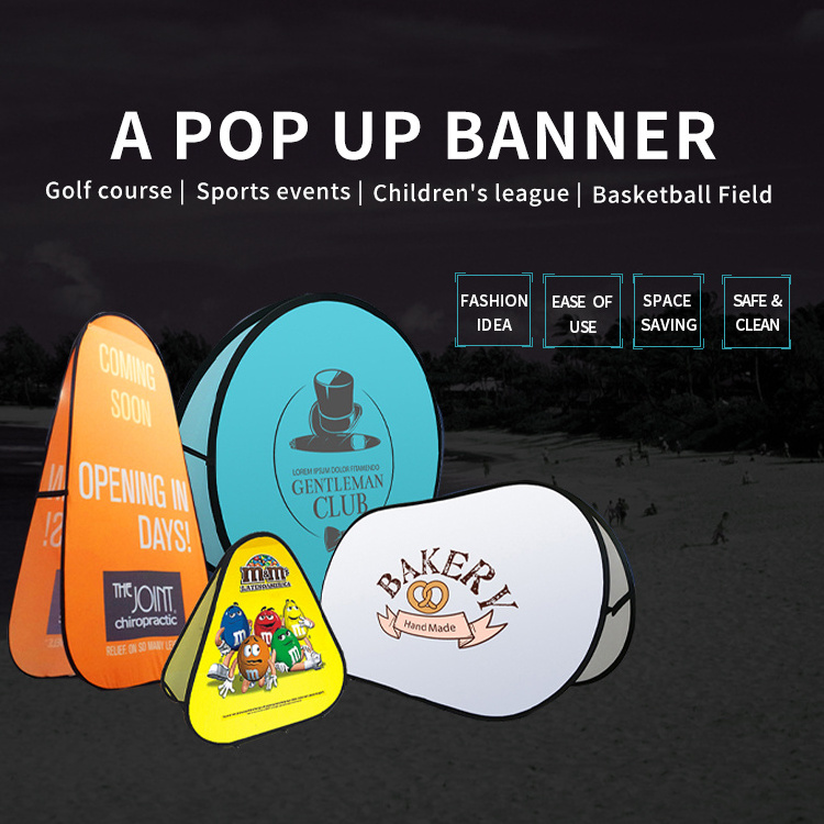 FEAMONT Portable A-Frame Pop up Sideline Banner Stand Printed Horizontal Golf Banner for Outdoor Advertising for Sports