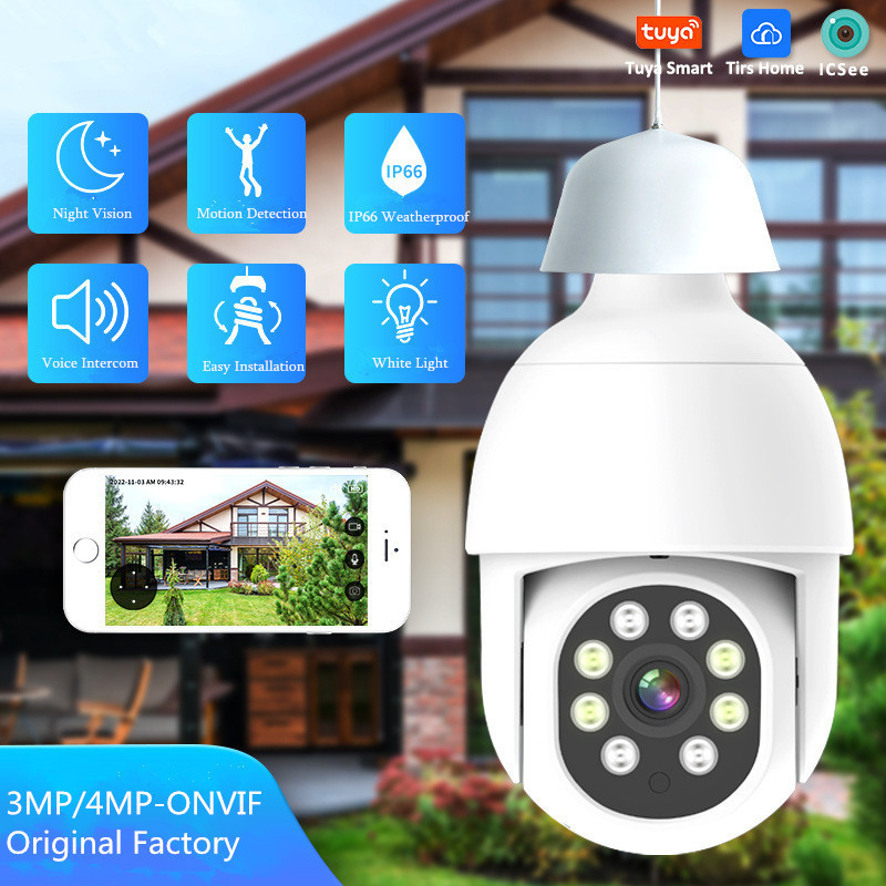 4MP Tuya Smart Indoor Security Camera 5G WiFi E27 Bulb 4MP Surveillance Camera Wireless WiFi Light Bulb Camera Security