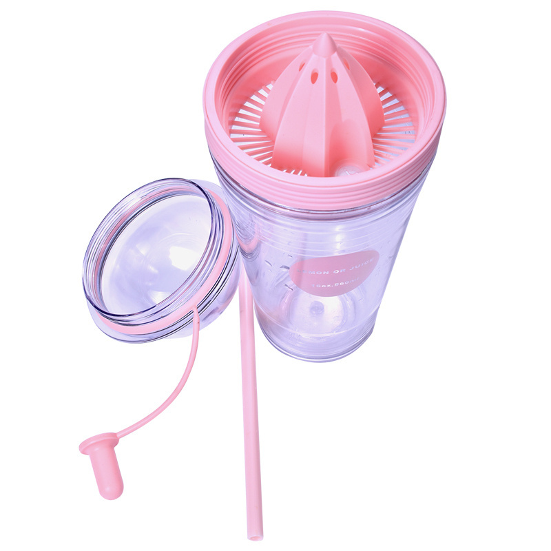 Good Quality Plastic Transparent Travel Mugs Lemon Drinking Cups