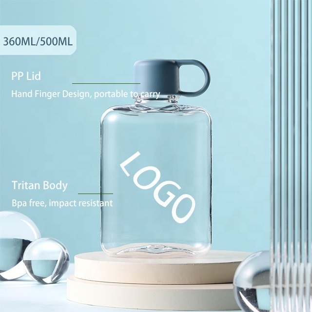 500ml Tritan BPA Free Customize logo Bottle Flat Slim Stocked Bottle Minimalist Plastic Water Bottle Factory