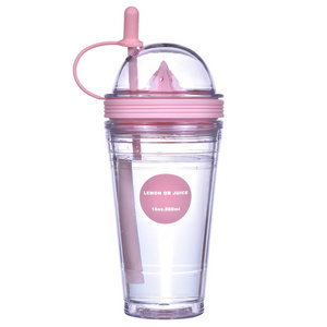 Good Quality Plastic Transparent Travel Mugs Lemon Drinking Cups