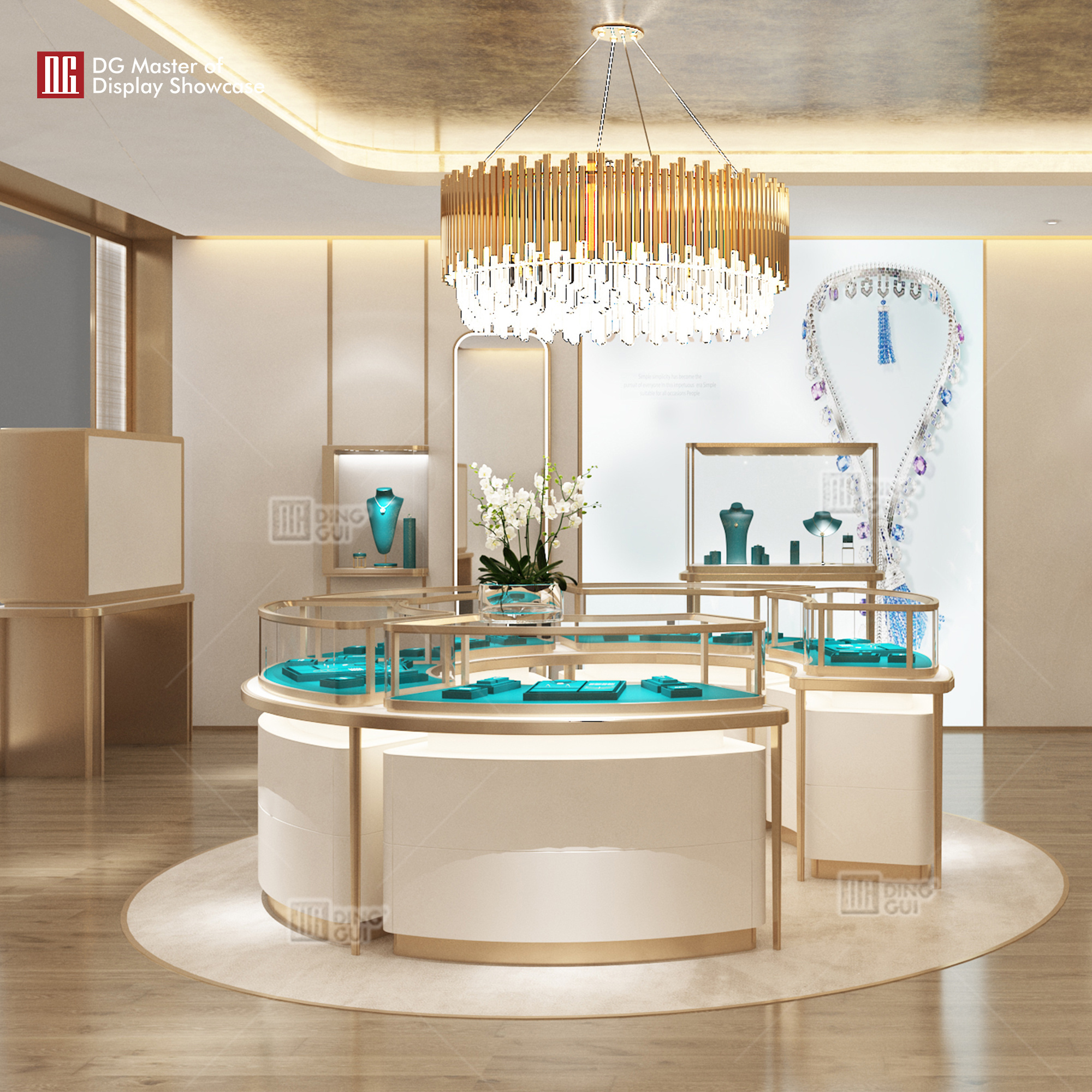 DG showroom cabinet shop counters showcases perfume cosmetic watch display case store jewelry kiosk