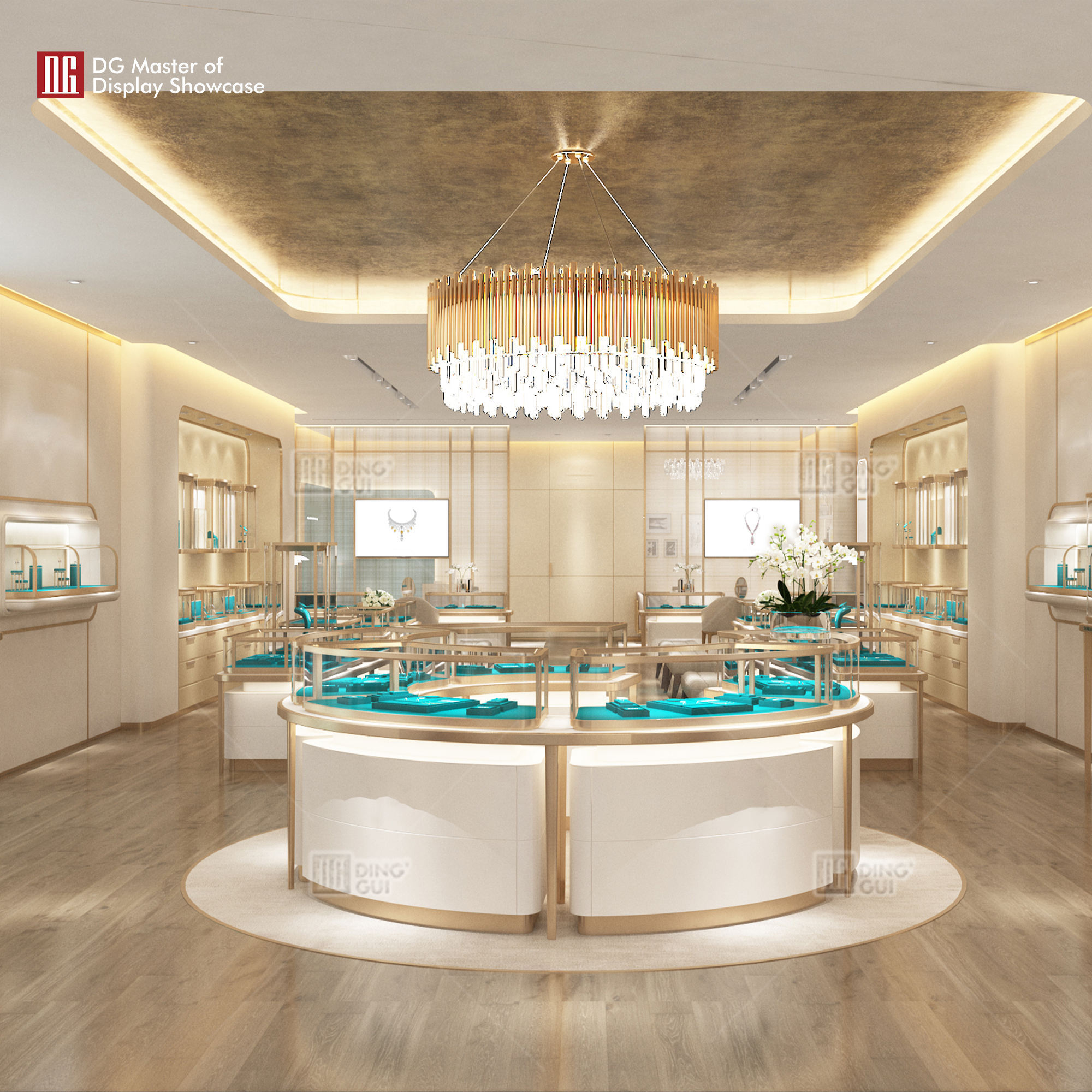 DG showroom cabinet shop counters showcases perfume cosmetic watch display case store jewelry kiosk