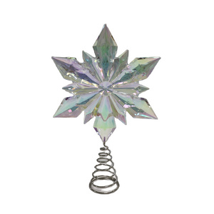 Christmas Decoration Supplies Acrylic Snowflake Tree Topper With Iridescent Color