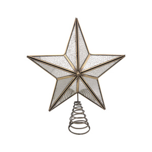 Christmas Decoration Supplies Glass Star Tree Topper With Mercury Color