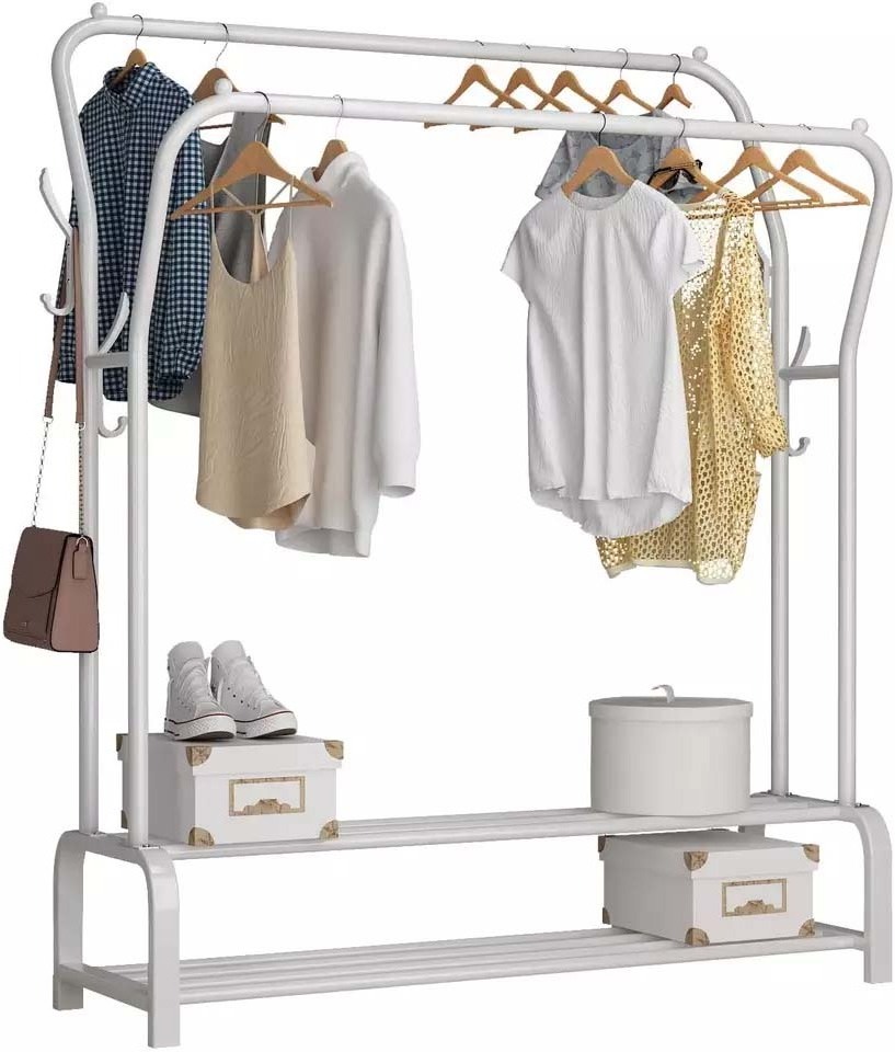 customization Hot sale Versatile Double Pole Clothes Rack Home Use Living Room Bedroom Coat Rack Garment Rack