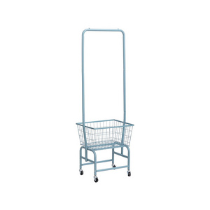 Multifunctional Mobile Hanger Cart Landing Home Balcony Hanger Rolling Laundry Hamper Basket Cart with Wire Storage Rack