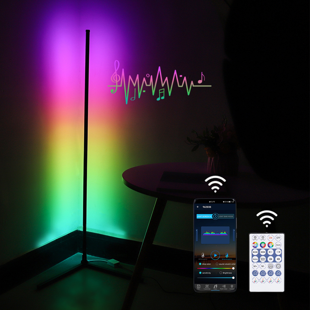 Gaming Lights Living Room Ambient Mood Light RGB Decor Floor Lights Standing Led Corner Floor Lamp for Drop Shipping