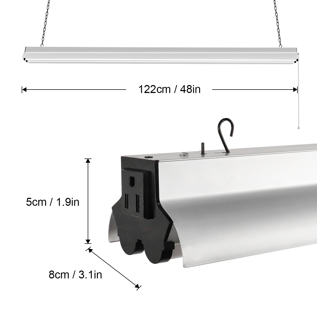 4ft 57Walt 5500LM 4000K Utility Light Fixture Shop light AC hanging or Surface for supermarket linkable led shop light