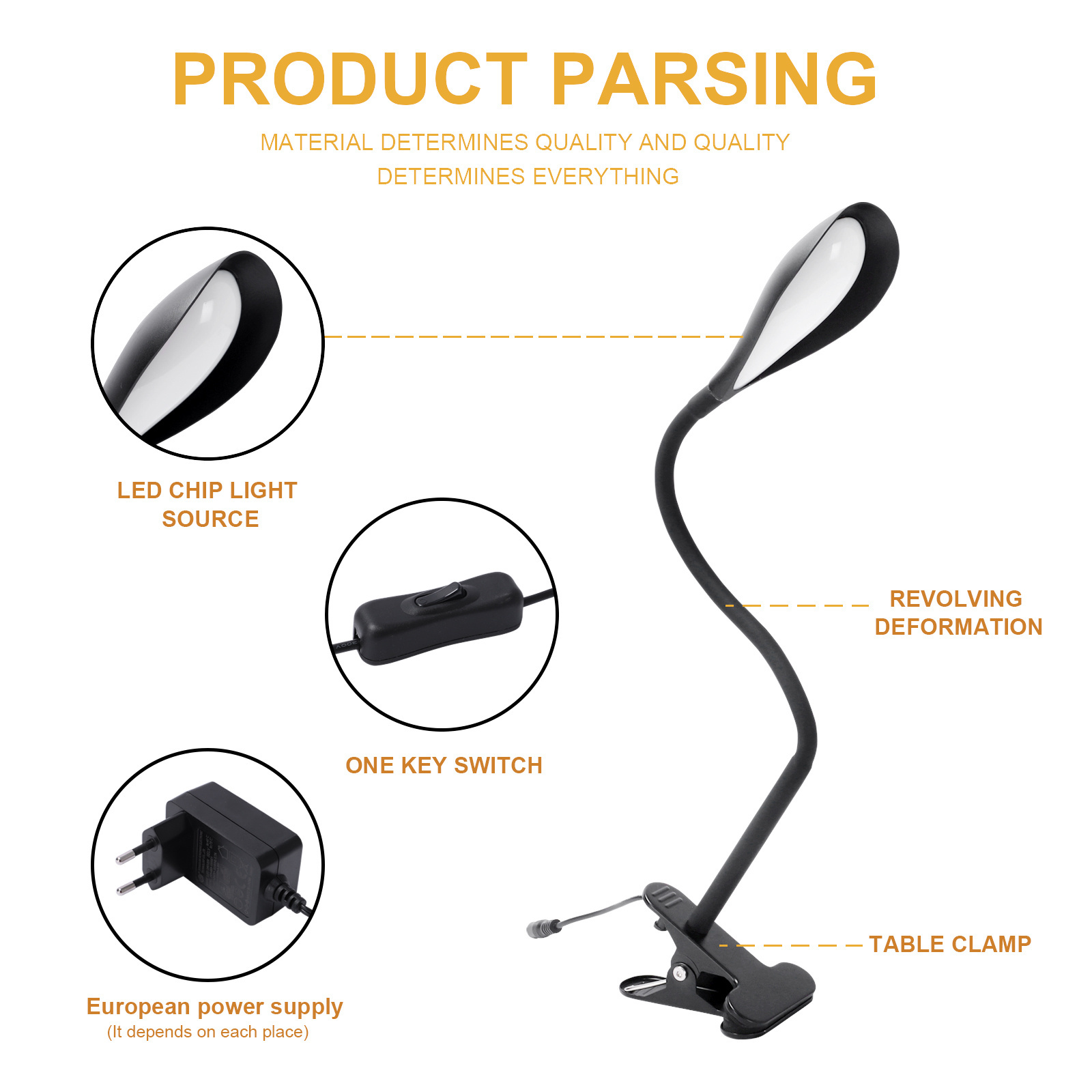 solar power  learning reading work manicure face selfie black oval fill light table lamp/LED eye protection Clamp reading lamp