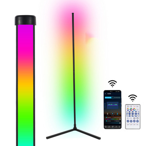 Drop Shipping Stock Nordic Modern Smart Phone APP Or Remote Corner Lamp 140cm Standing RGB LED Floor Light For Living Room