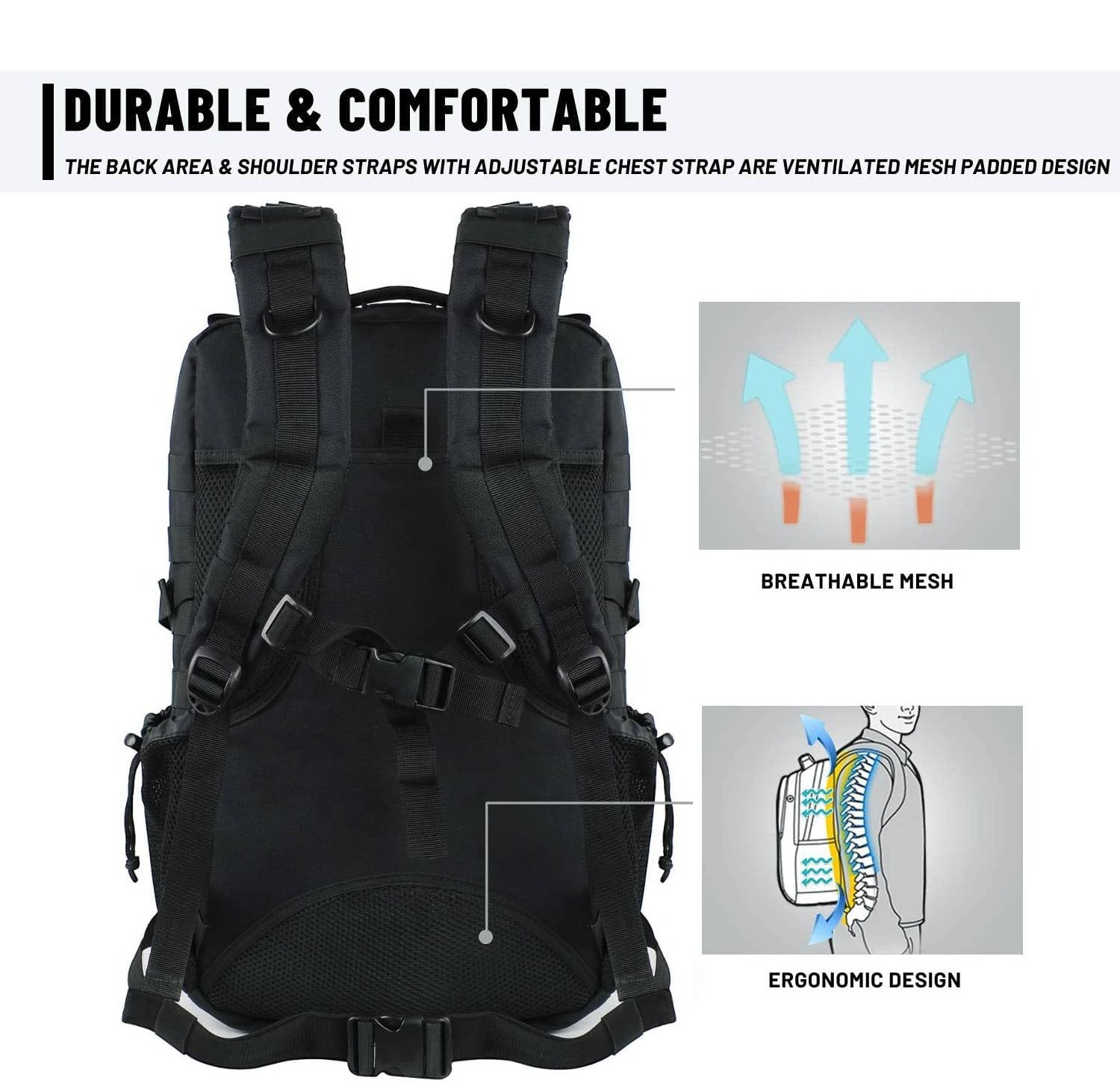 Custom Logo OEM Waterproof Outdoor Hiking Trekking Molle System Survival Tactical Backpack