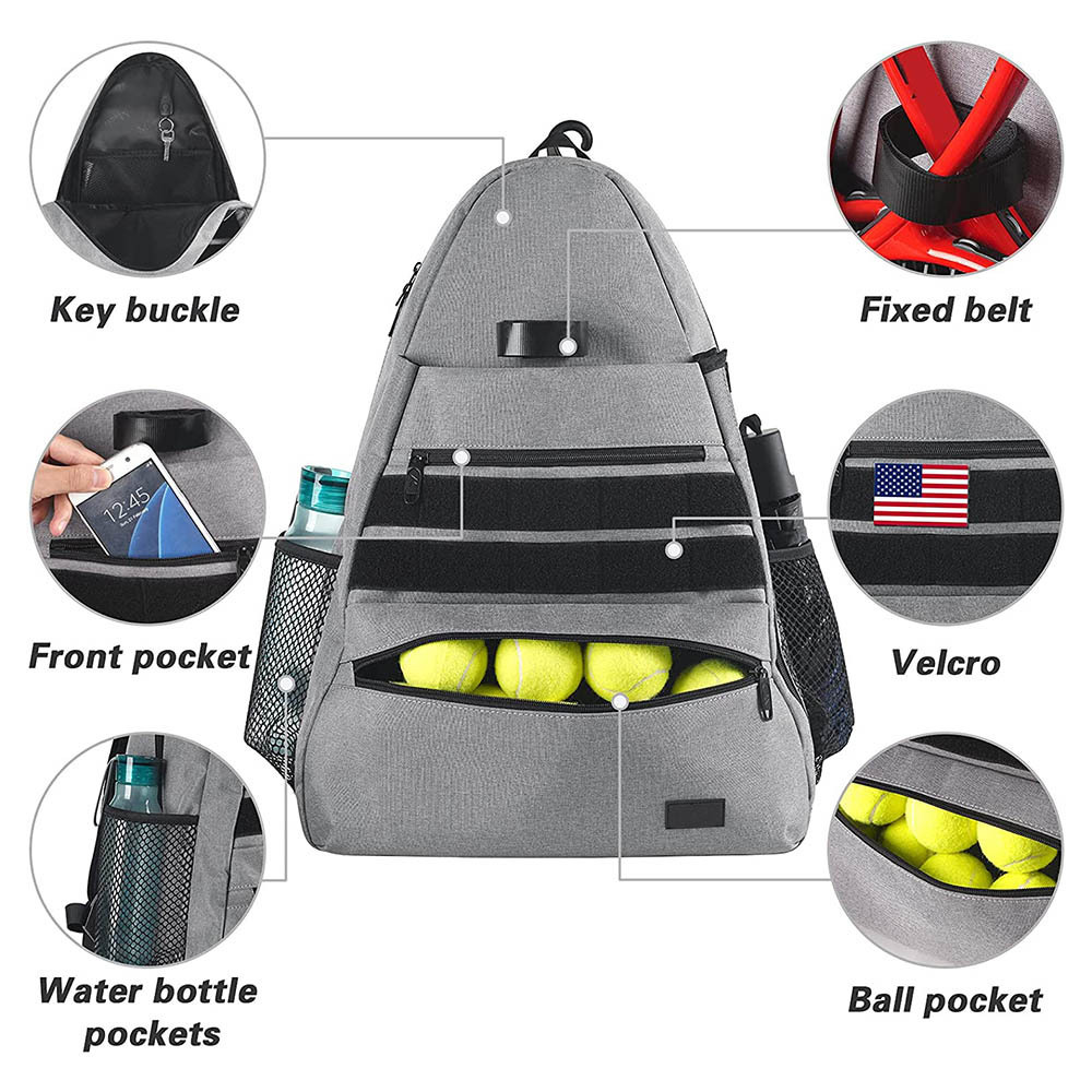 Large Capacity Portable Tennis Racket Bag Backpack Durable Waterproof Sports Backpacks with Shoe Compartment