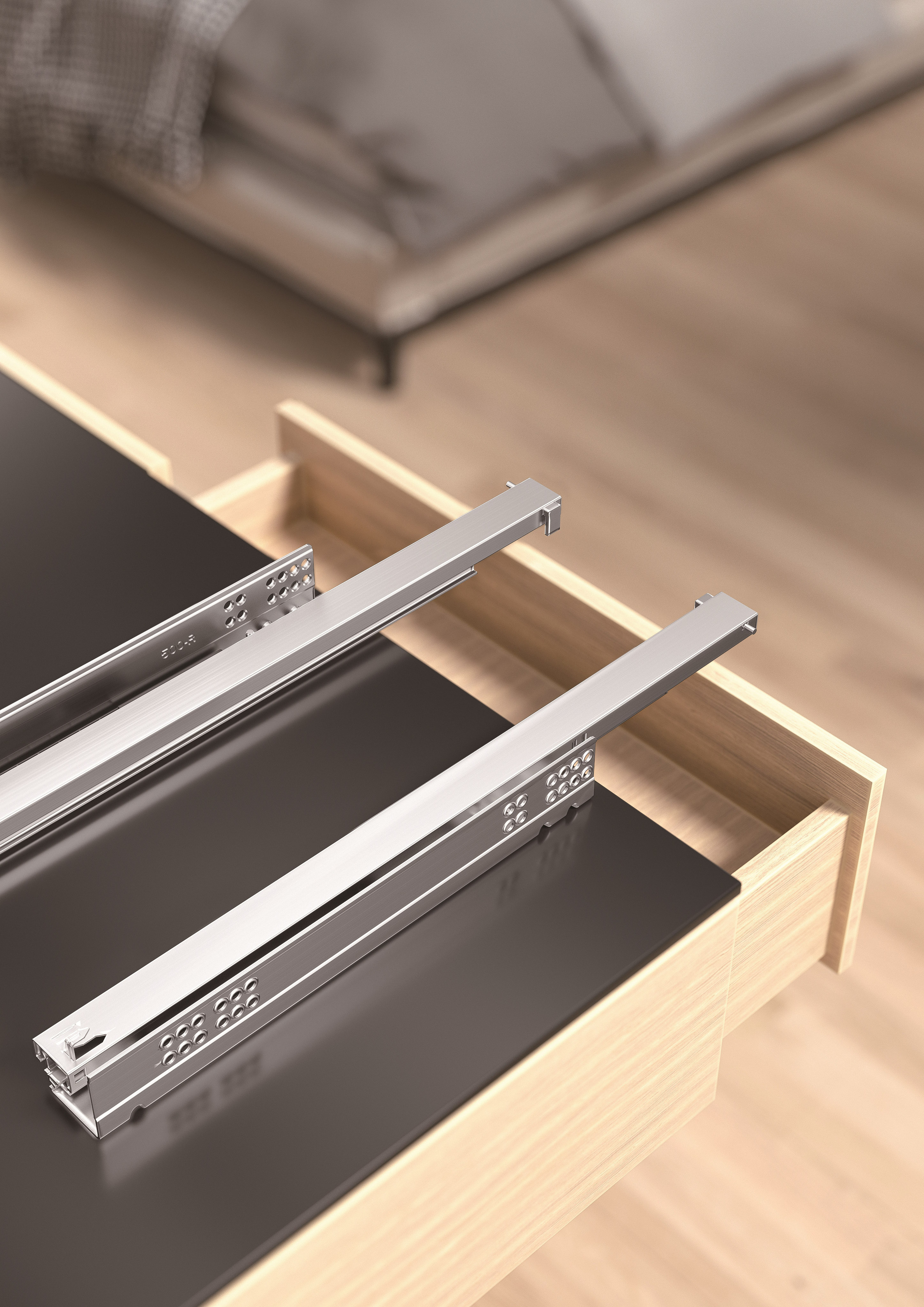 Soft closing undermounted drawer  slide 3-Fold full extension concealed drawer slide for wooden drawer