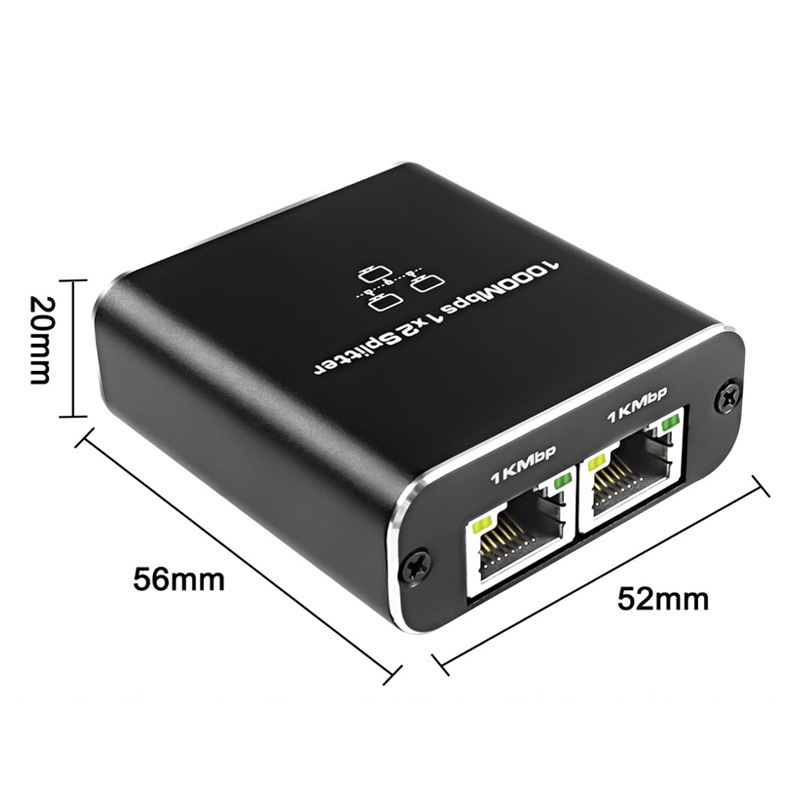 1000Mbps RJ45 Ethernet Splitter 100Mbps Ethernet Splitter 1 to 2 Network Extension Connector with USB Power Cable