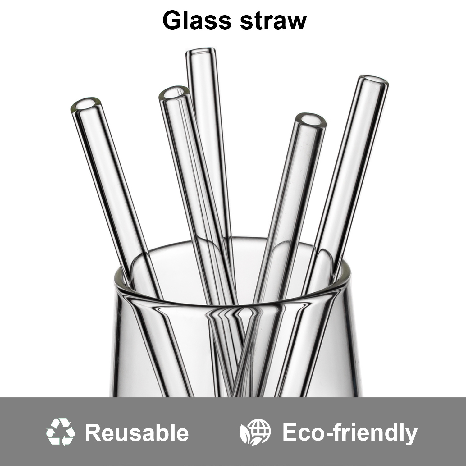 Straight Glass Straw Clear Packaging, 8mm Glass Drinking Straw, 8 inch Glass Straws for 16oz Cup Glass Straws in Bulk