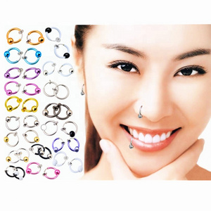 None Piercing Unisex Elastic Rods Clip On Ear Cuff Spring Bar Round Fake Hoop Earrings