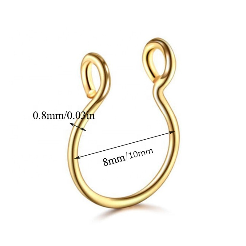 stainless steel none piercing body jewelry nose studs U shape fake hook nose ring for men and women