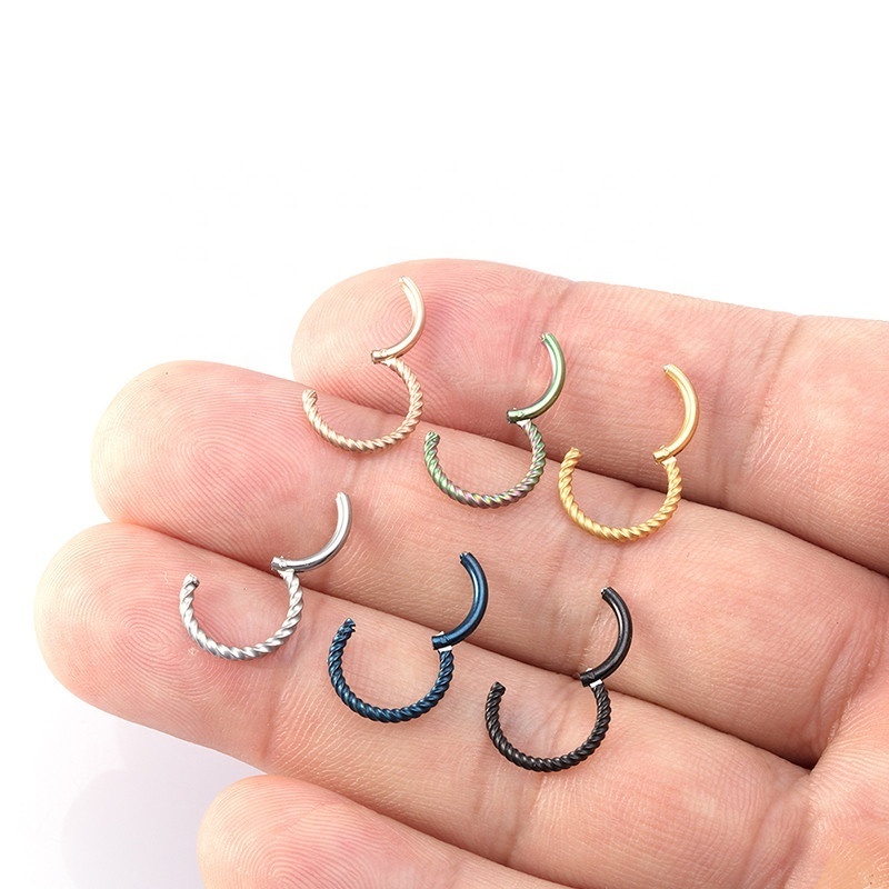 Stainless Steel Hinged Piercing Body Jewelry Seamless Septum Segment Clicker Rings Ear Cartilage Twist Nose Ring