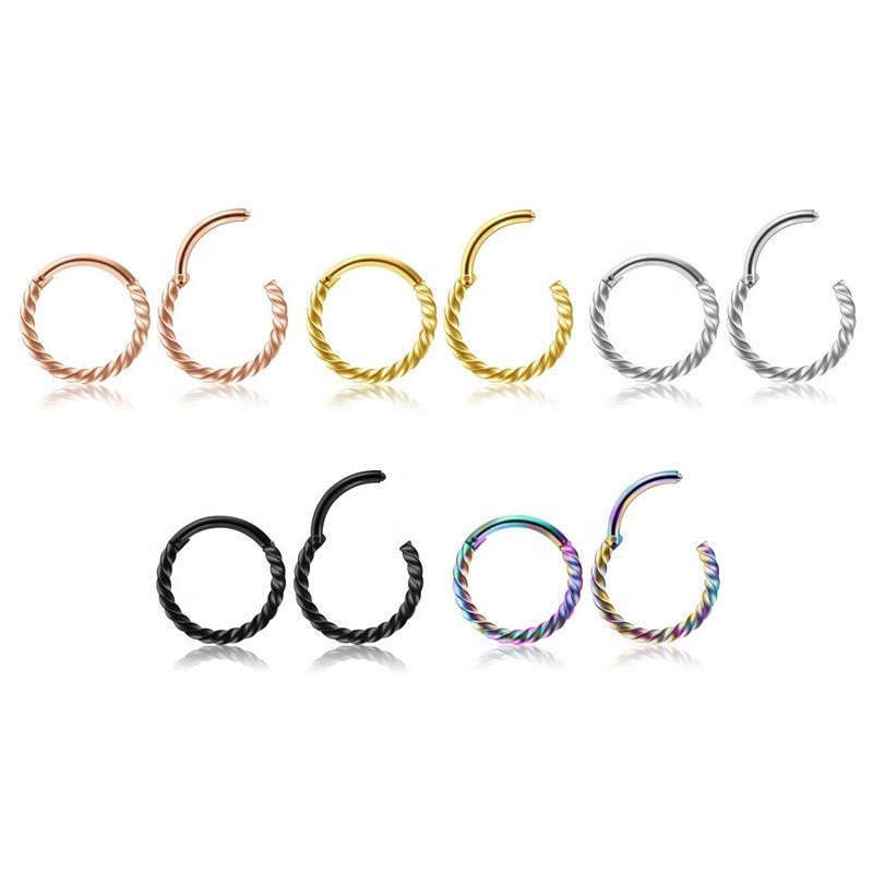 Stainless Steel Hinged Piercing Body Jewelry Seamless Septum Segment Clicker Rings Ear Cartilage Twist Nose Ring