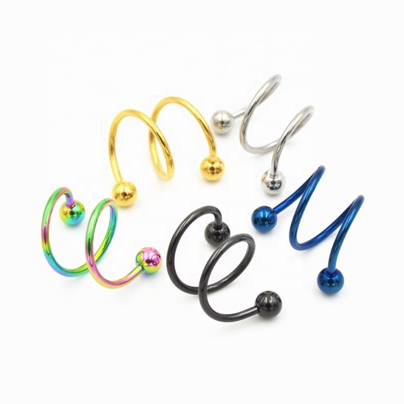 S Shape Nose Ring Stainless Steel Spiral Twister Tragus Ear Piercing Helix Body Jewelry Piercing Ear Wire Jewelry