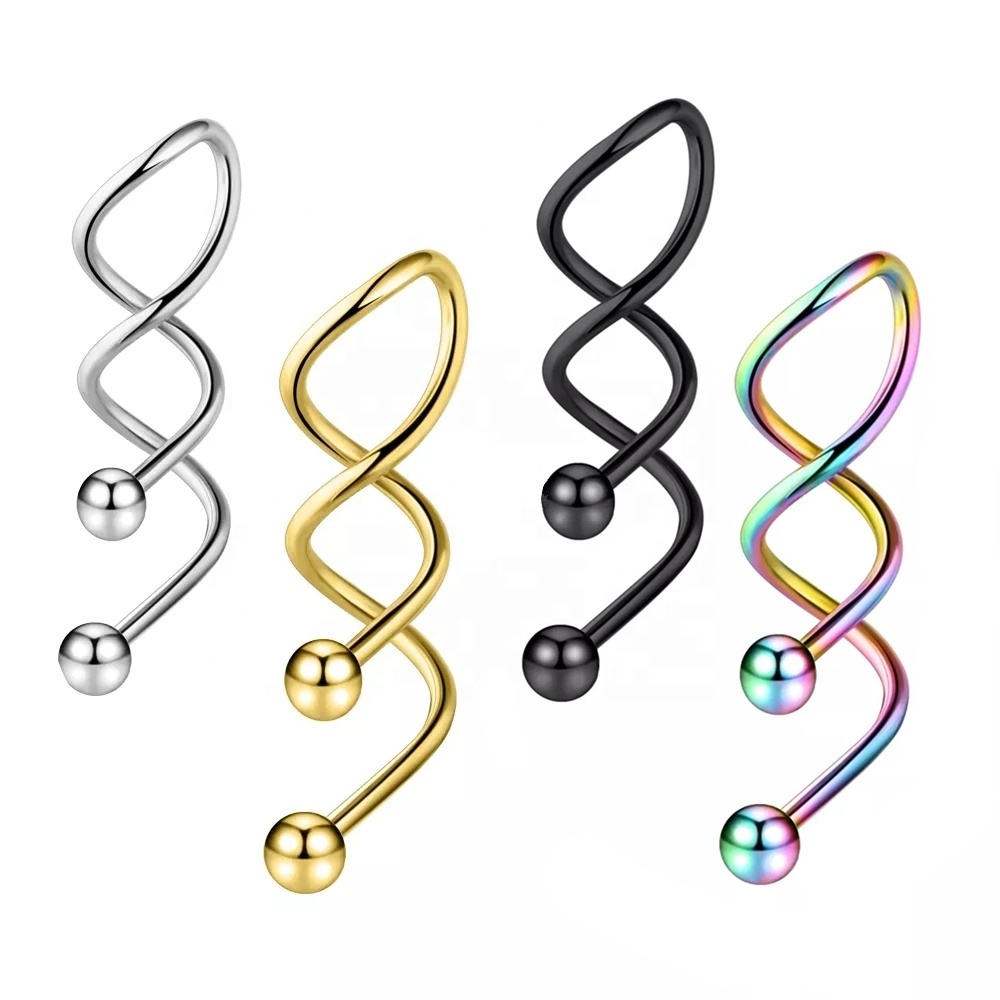 Stainless Steel Body Piercing Jewelry Twist Belly Button Ring Colorful Spiral Shape Belly Ring