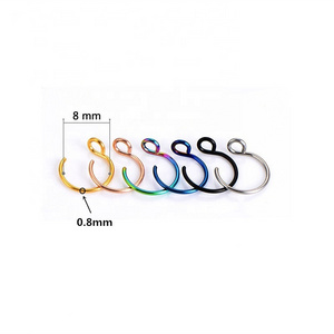 Hot Sale Stainless Steel Faux Septum Piercings Nose Ring Non Piercing Fish Hook Nose Ring for Women Men