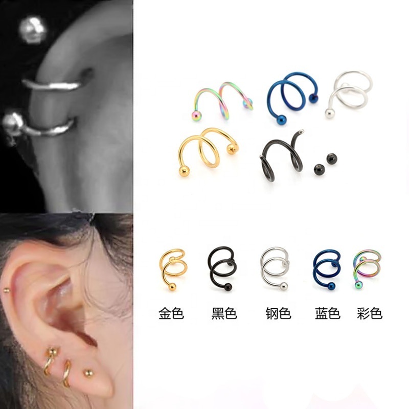 S Shape Nose Ring Stainless Steel Spiral Twister Tragus Ear Piercing Helix Body Jewelry Piercing Ear Wire Jewelry