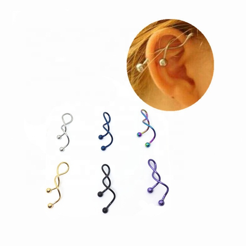 Stainless Steel Body Piercing Jewelry Twist Belly Button Ring Colorful Spiral Shape Belly Ring