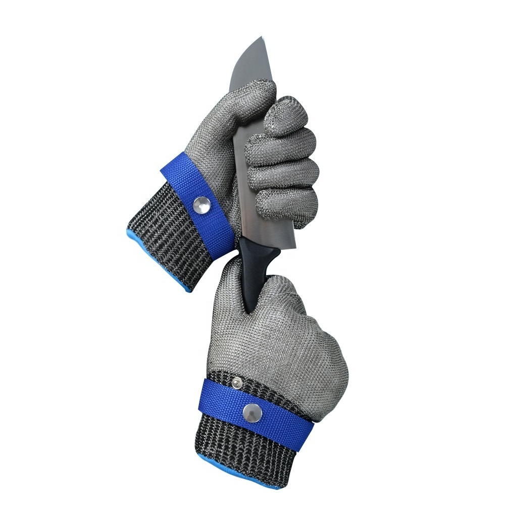 Guantes de Malla Metal Guante de Acero Chain Oyster Butcher Work Cut Resistant Glove Safety Stainless Steel Wire Mesh Gloves