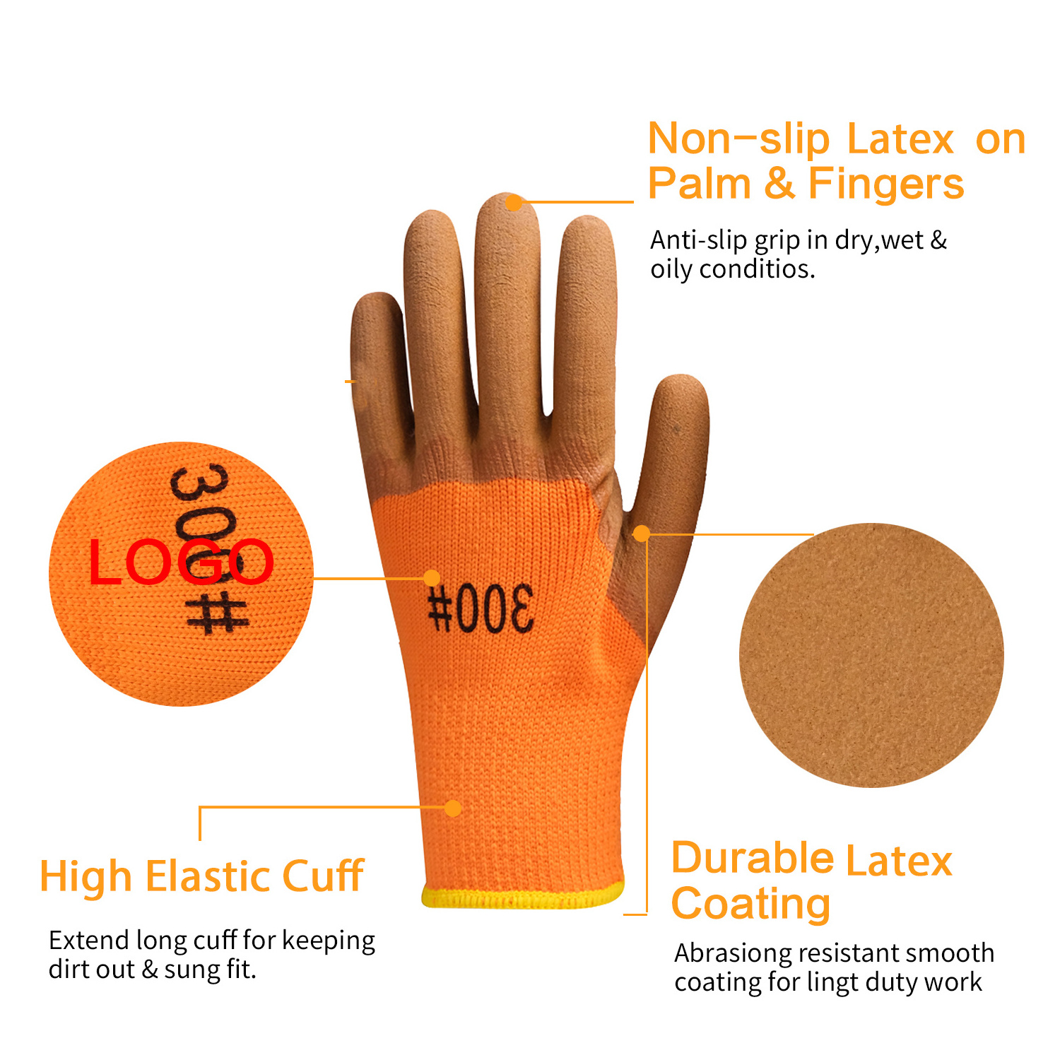 Wholesale wear-resistant durable latex rubber foam coated protective work gloves Impact labor work safety gloves