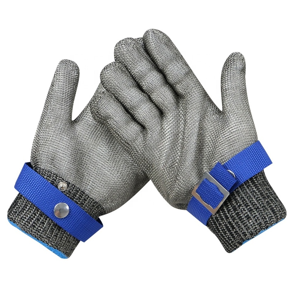 Guantes de Malla Metal Guante de Acero Chain Oyster Butcher Work Cut Resistant Glove Safety Stainless Steel Wire Mesh Gloves