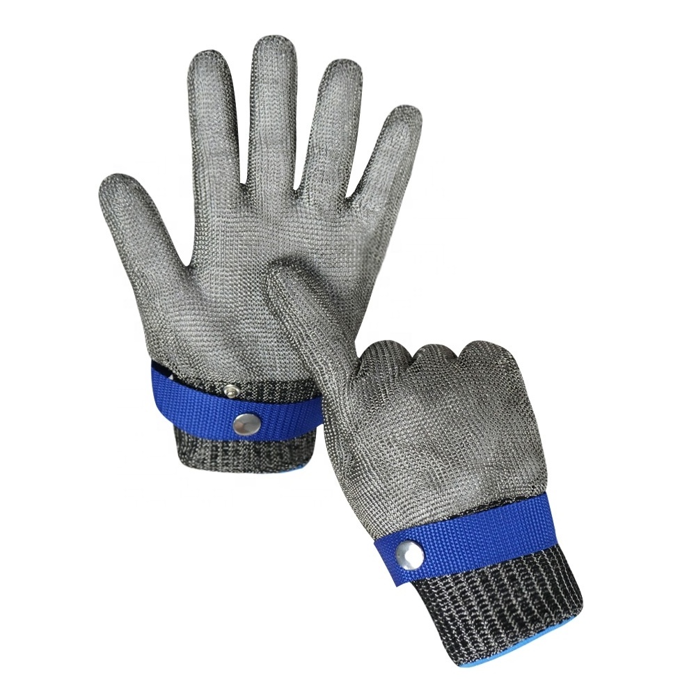 Guantes de Malla Metal Guante de Acero Chain Oyster Butcher Work Cut Resistant Glove Safety Stainless Steel Wire Mesh Gloves