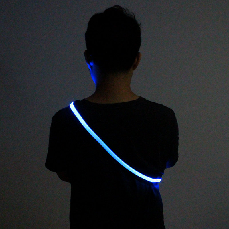 colorful unisex fabric running led light belt clip