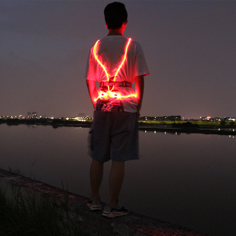 360 degree High Visibility Optical Fiber LED Light up Vest for Running