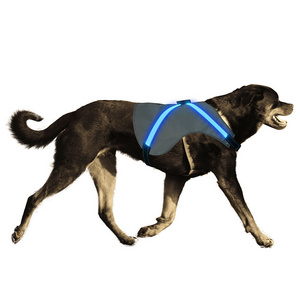 Factory wholesale LED optic fiber reflective dog harness dog cloth for walk  the dog at night