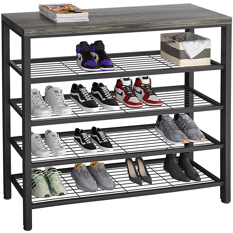 GMJ Customization 3-tier colorful metal Stack able Shoe Rack Wire Iron Metal Shoe