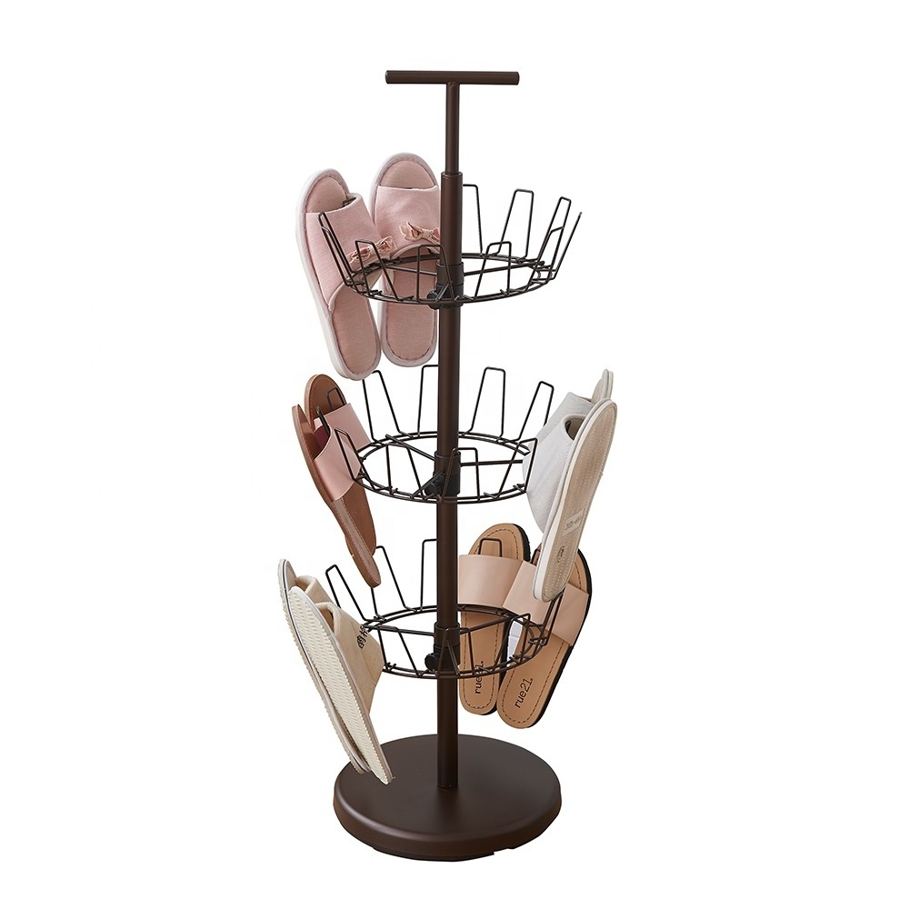 Wholesale Modern Simple Living Room Closet Revolving Shoe Tree 3 tier Metal revolving shoe rack spinner holds shoe racks