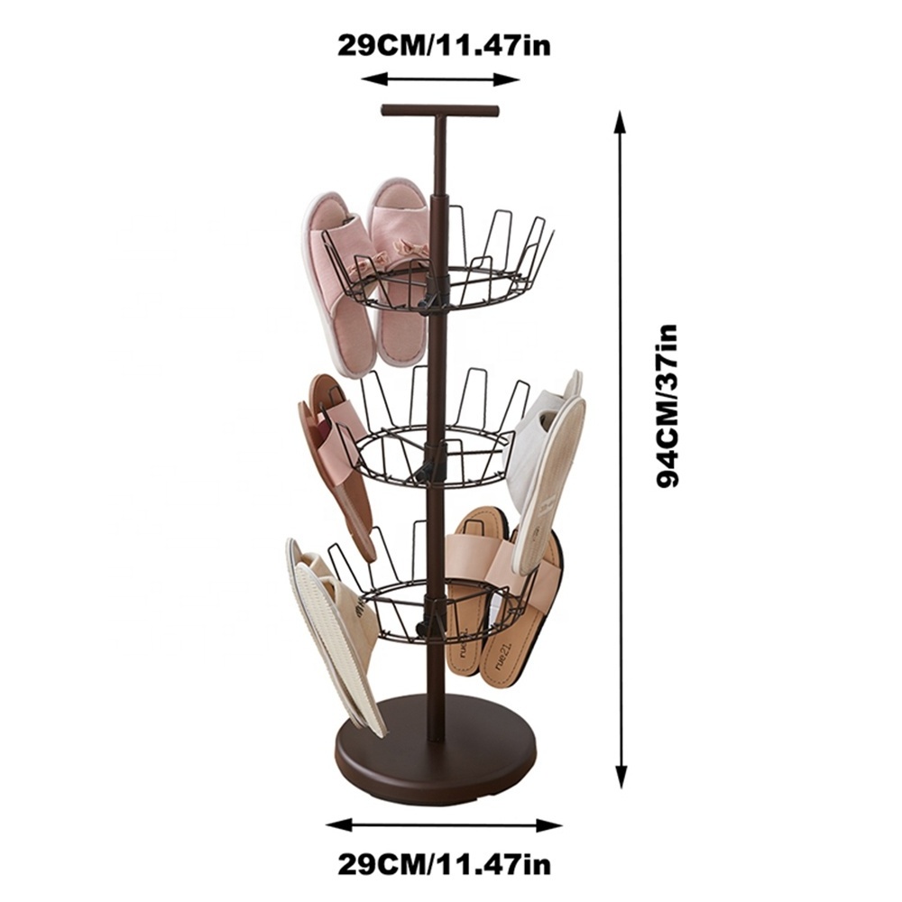 Wholesale Modern Simple Living Room Closet Revolving Shoe Tree 3 tier Metal revolving shoe rack spinner holds shoe racks