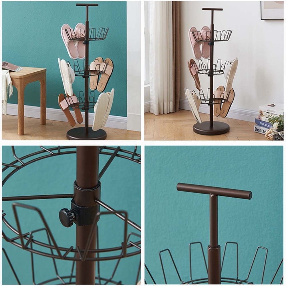 Wholesale Modern Simple Living Room Closet Revolving Shoe Tree 3 tier Metal revolving shoe rack spinner holds shoe racks