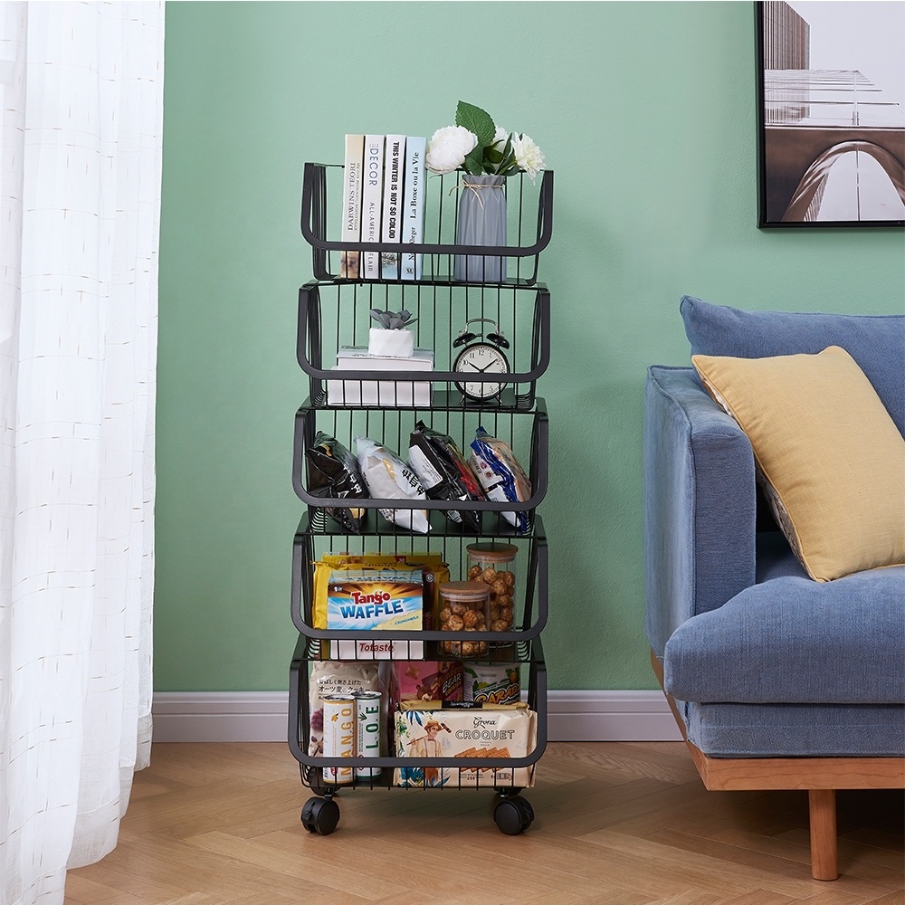 Space saving household corner rack kitchen basket storage rack multi-layer fruit basket floor mobile vegetable storage rack