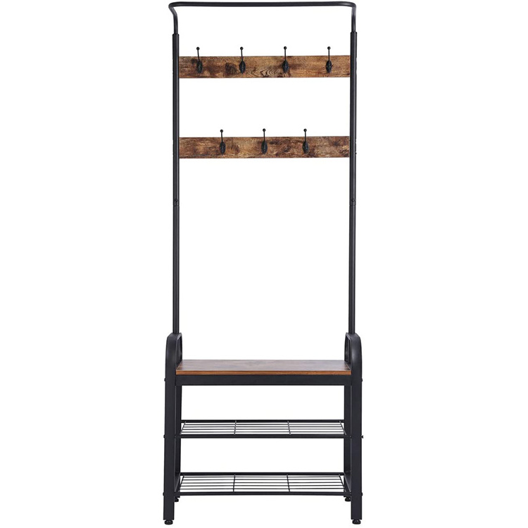 Home Storage Luxury Gold Clothing Rack With Black Wooden Standing Multi functional Standing Vertical Coat Racks