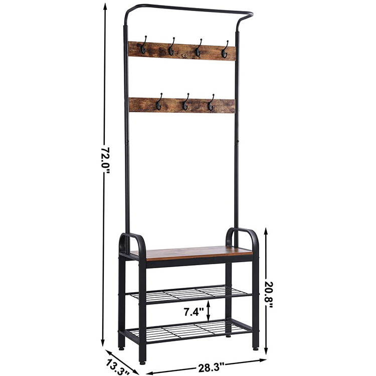 Home Storage Luxury Gold Clothing Rack With Black Wooden Standing Multi functional Standing Vertical Coat Racks