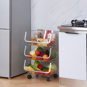 Space saving household corner rack kitchen basket storage rack multi-layer fruit basket floor mobile vegetable storage rack