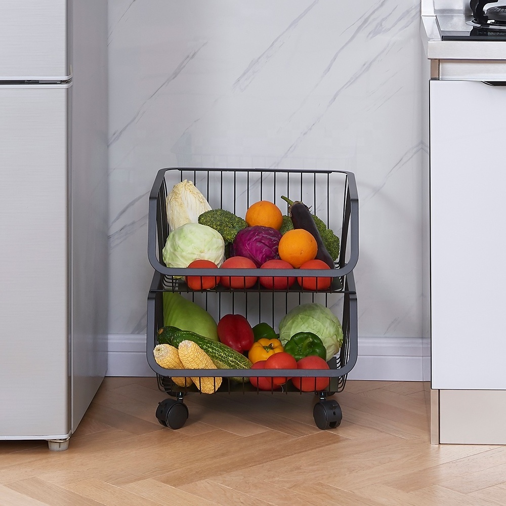 Space saving household corner rack kitchen basket storage rack multi-layer fruit basket floor mobile vegetable storage rack